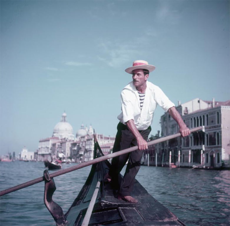 Slim Aarons Color Photograph - Venice Gondolier (Aarons Estate Edition)