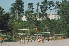 Vintage Volleyball In Santa Barbara Slim Aarons Estate Stamped Print