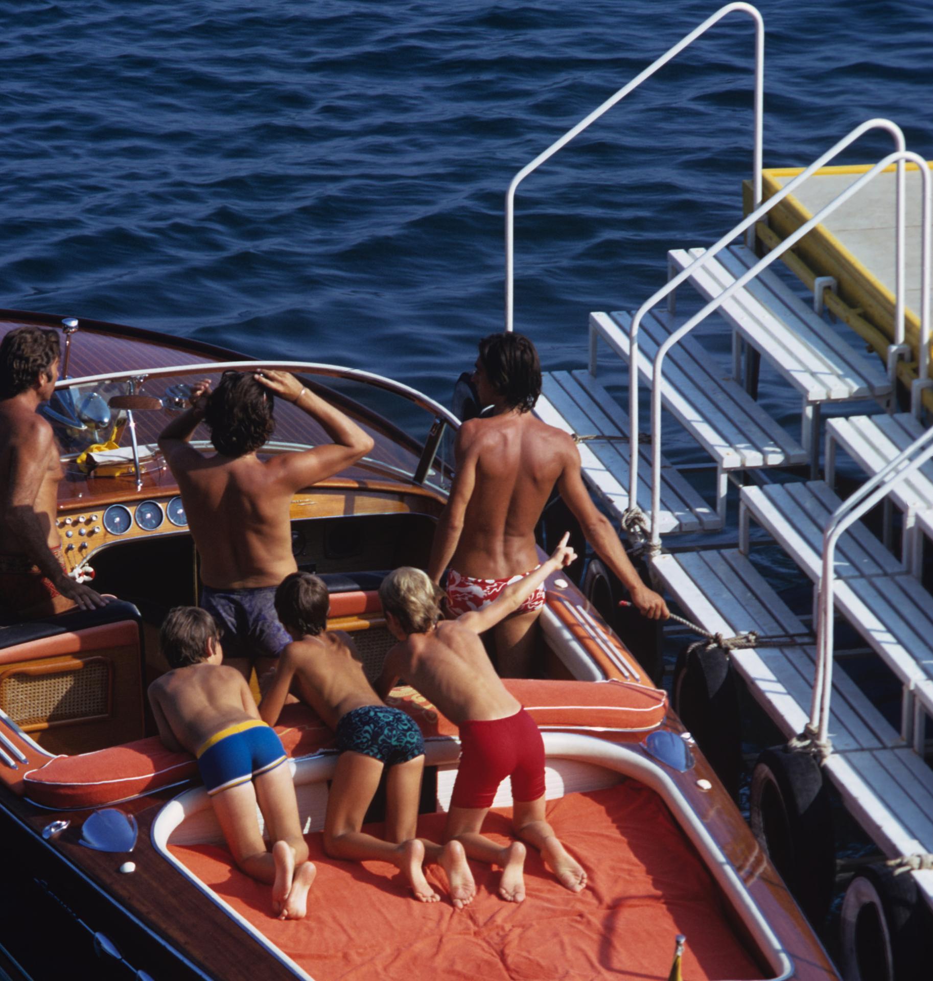Zephyria I, Estate Edition. Monte Carlo French Riviera Speedboat Seascape - Realist Photograph by Slim Aarons