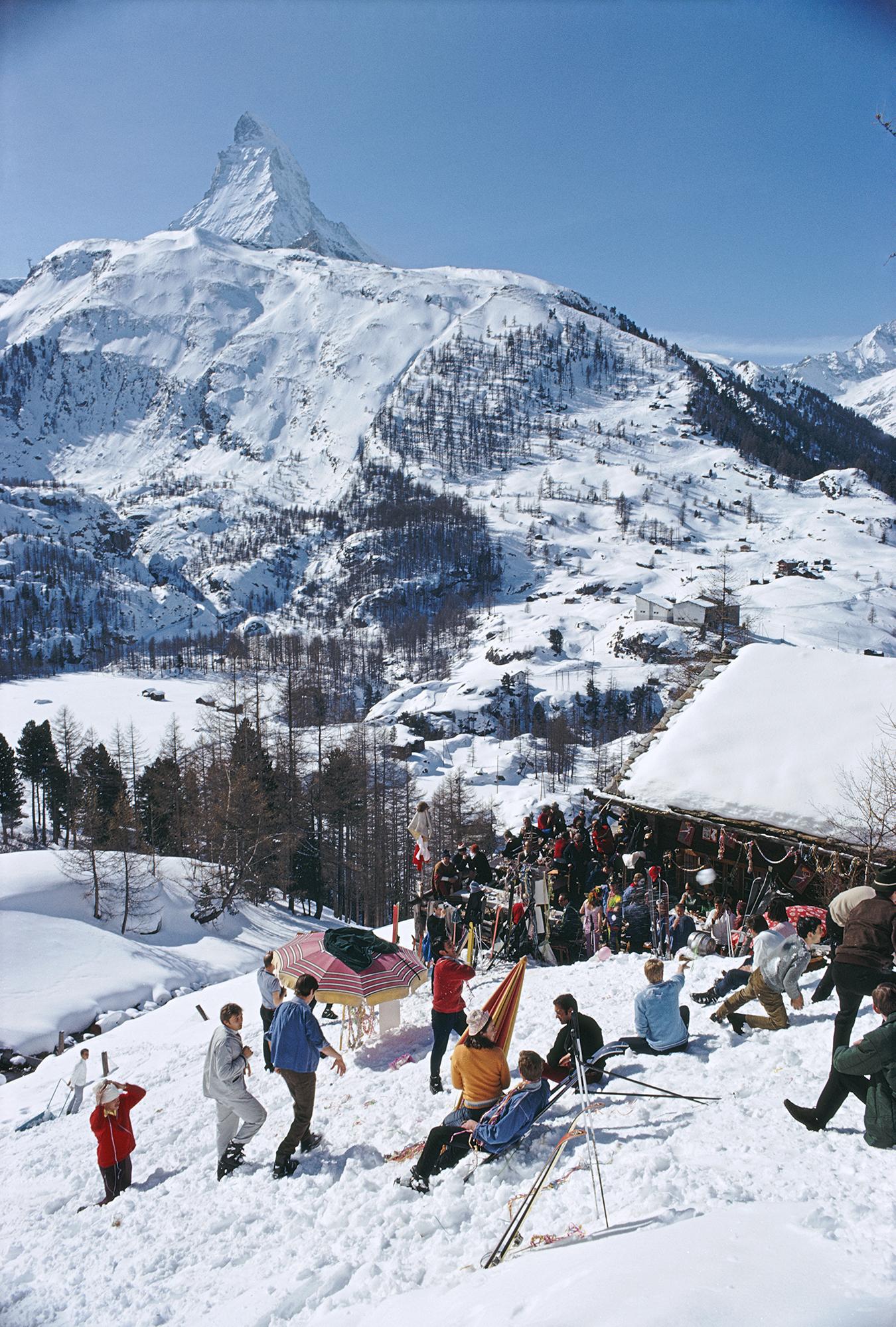 Zermatt Skiing, Slim Aarons Estate Edition, Mid-Century Modern Photograph