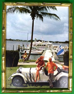 Vintage Slim Aarons Jim Kimberley At Home With Car And Boats In Palm Beach c1974 Framed 