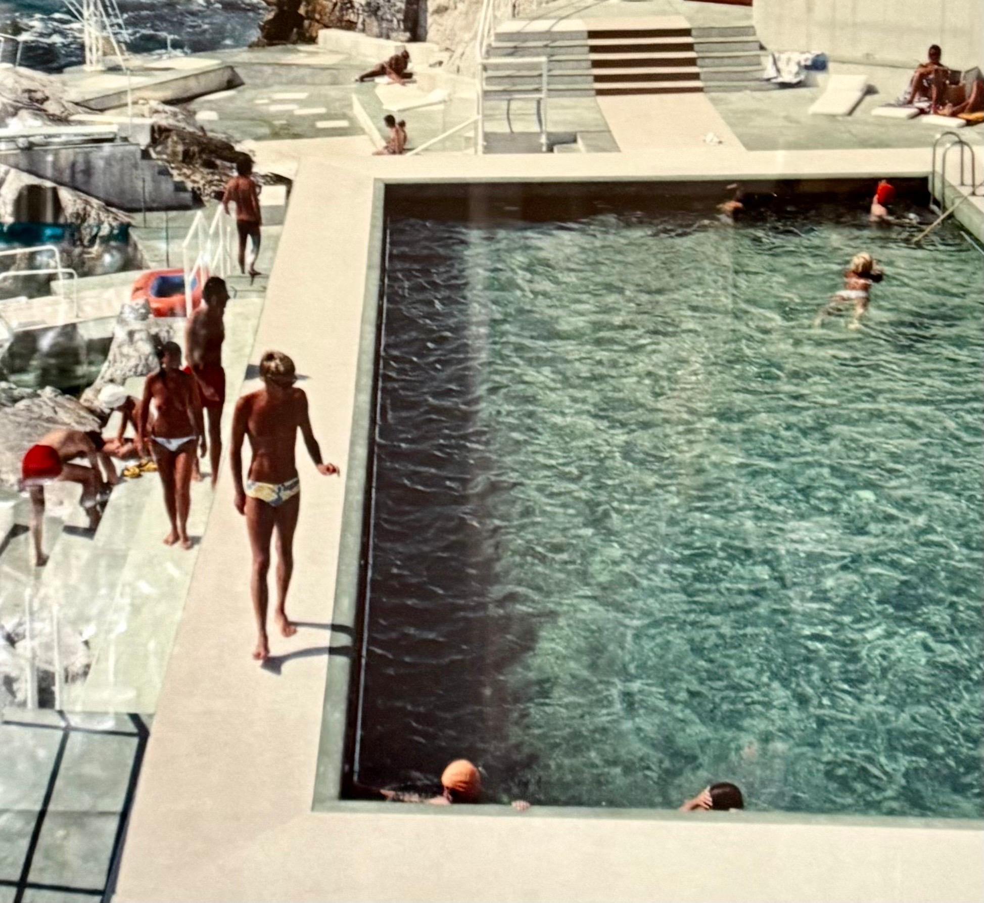 Slim Aarons Iconic C Print Photograph on Metal Frame Hotel Du Cap Eden Roc Pool For Sale 3