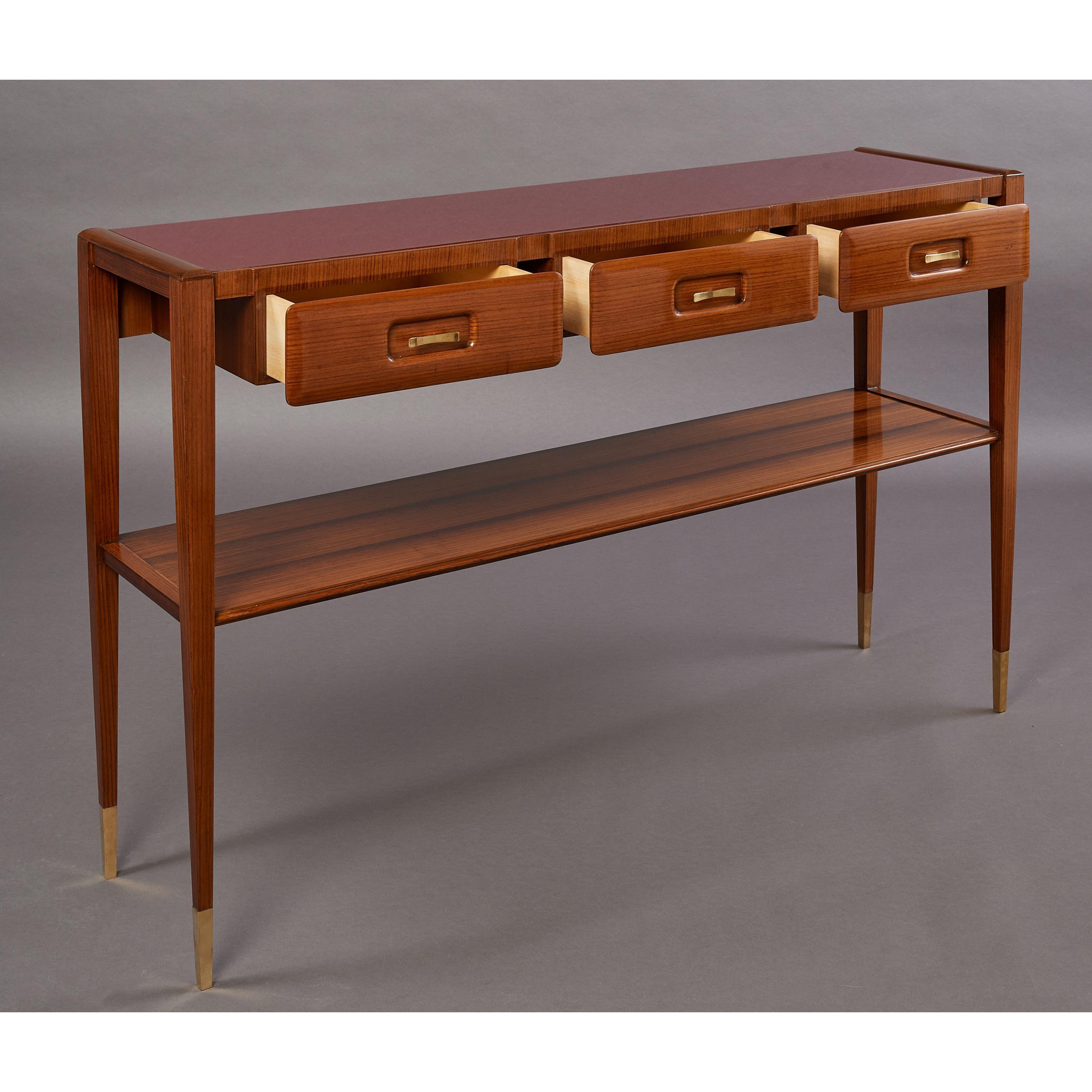 Mid-20th Century Slim and Elegant Italian Console with Three Drawers, Italy 1950's