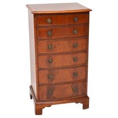 Slim Antique Edwardian Bow Fronted Mahogany Chest of Drawers