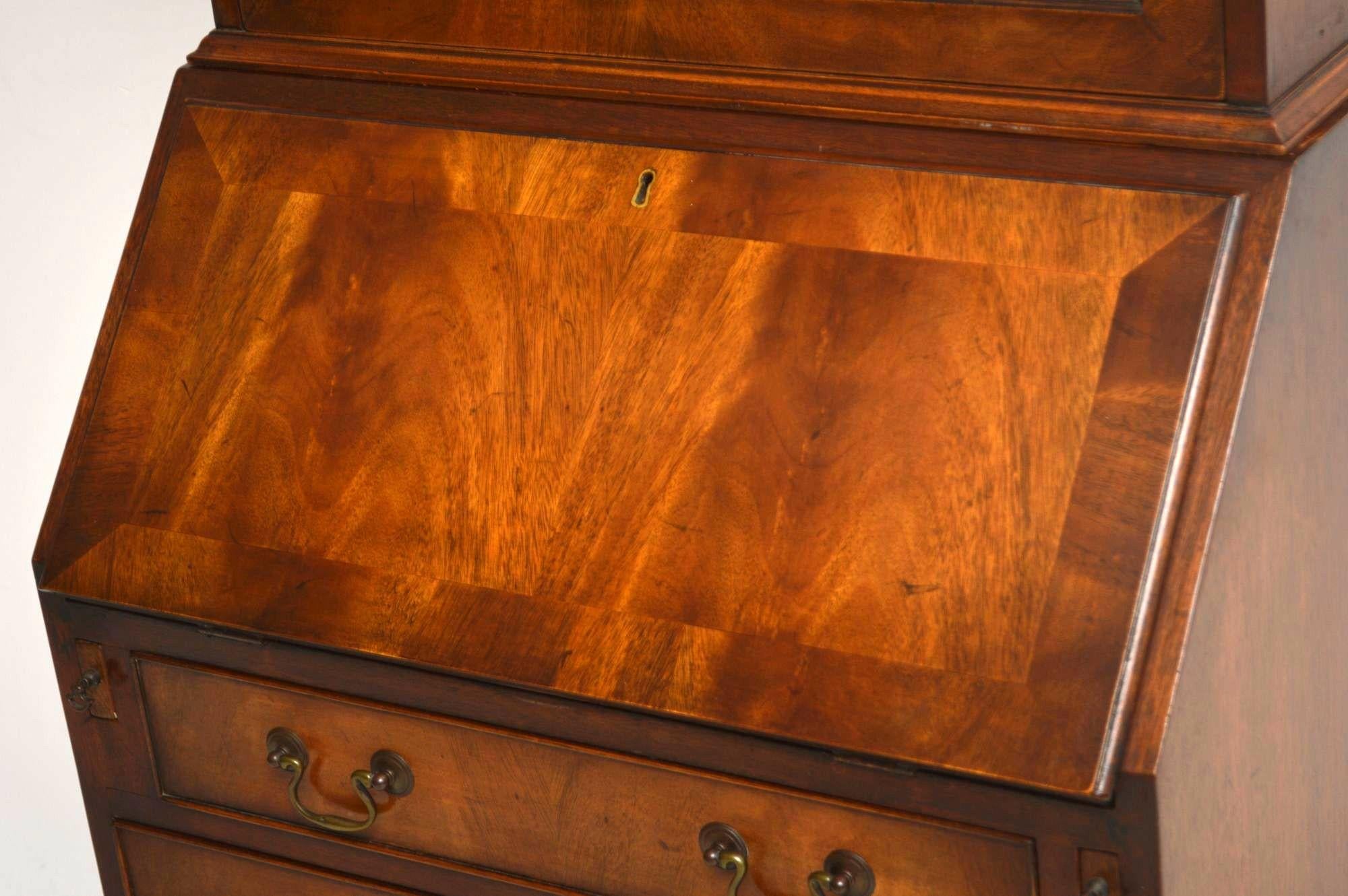 Slim Antique Mahogany Bureau Bookcase In Good Condition In London, GB