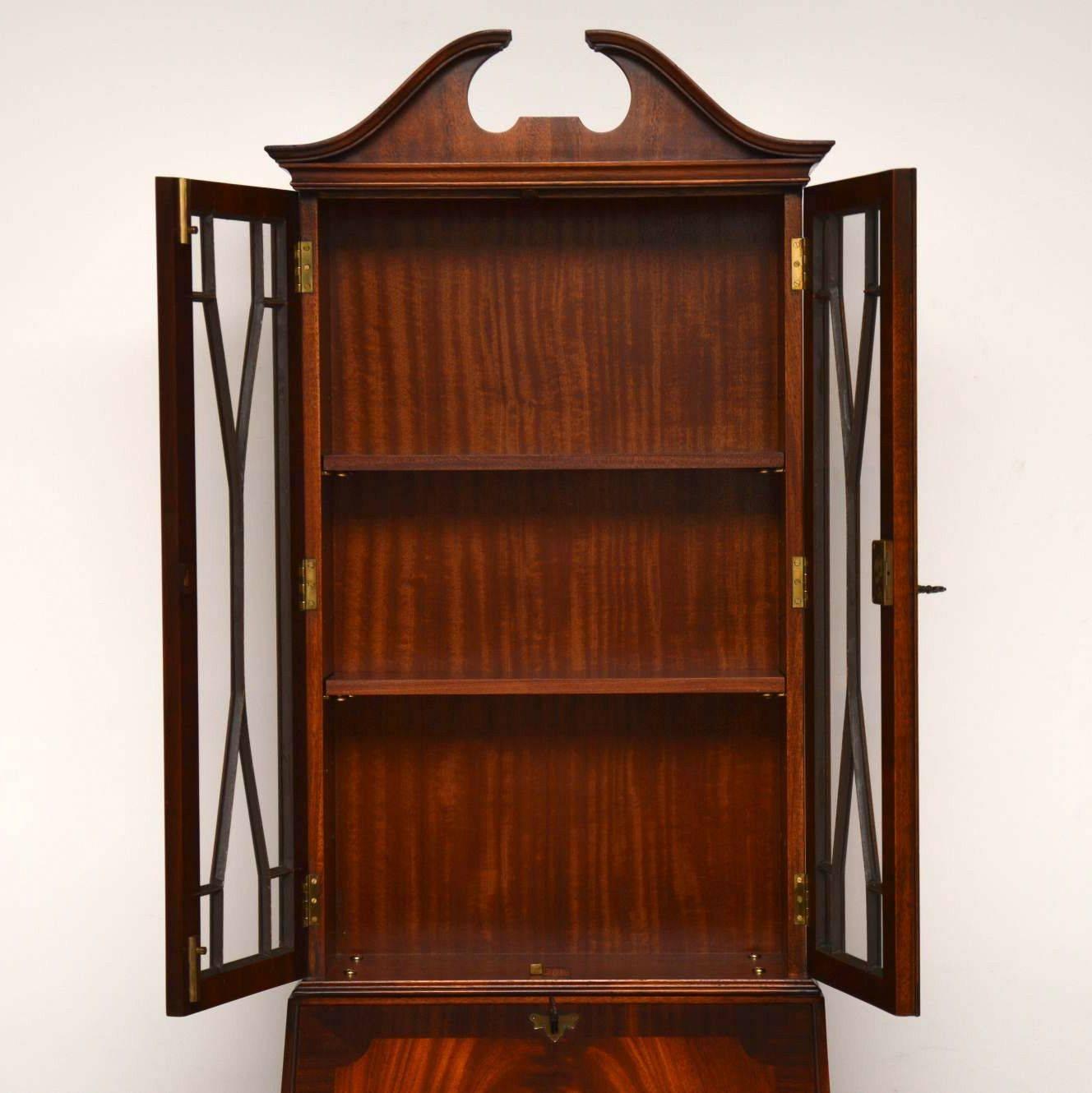 Slim Antique Mahogany Bureau Bookcase In Excellent Condition In London, GB
