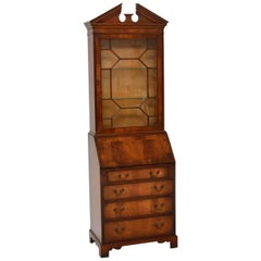 Slim Antique Mahogany Bureau Bookcase