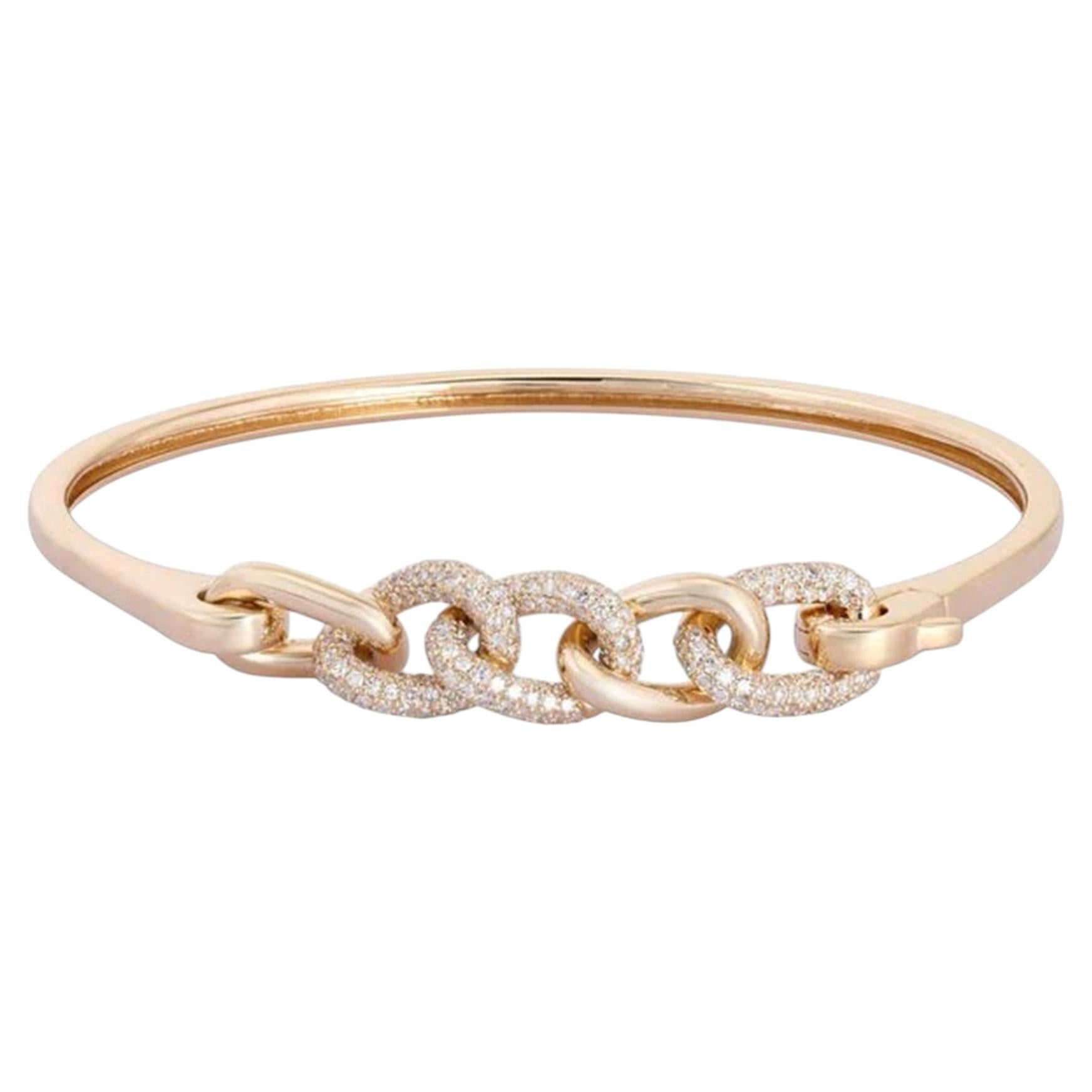 Slim Bangle 14K (or 18k upon request) Rose Gold Pink Sapphire Bangle Bracelet For Sale