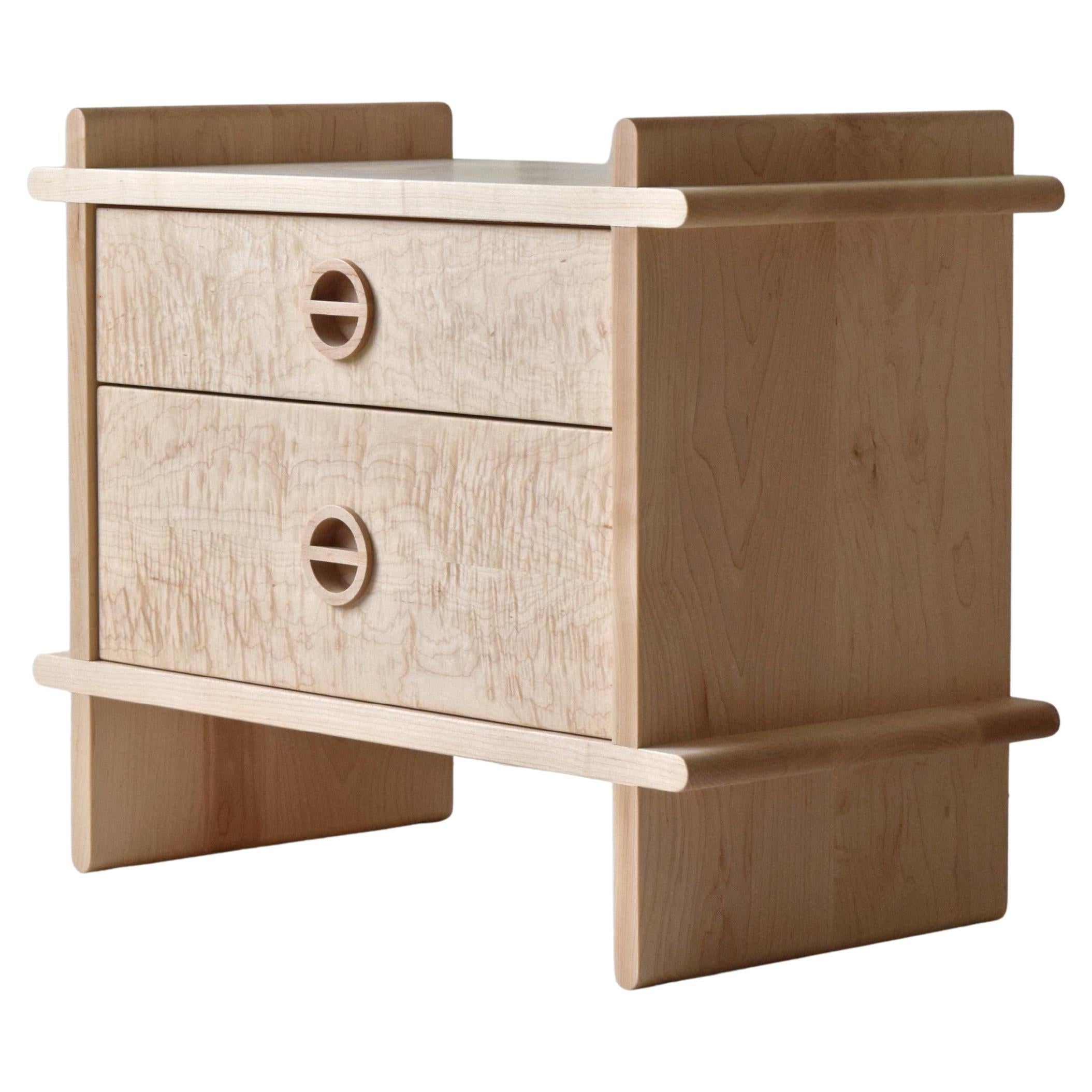 Slim Bedside Cabinet-Maple