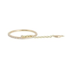Slim Diamond 14K (or 18k upon request) Yellow Gold Bangle Safety Chain Bracelet