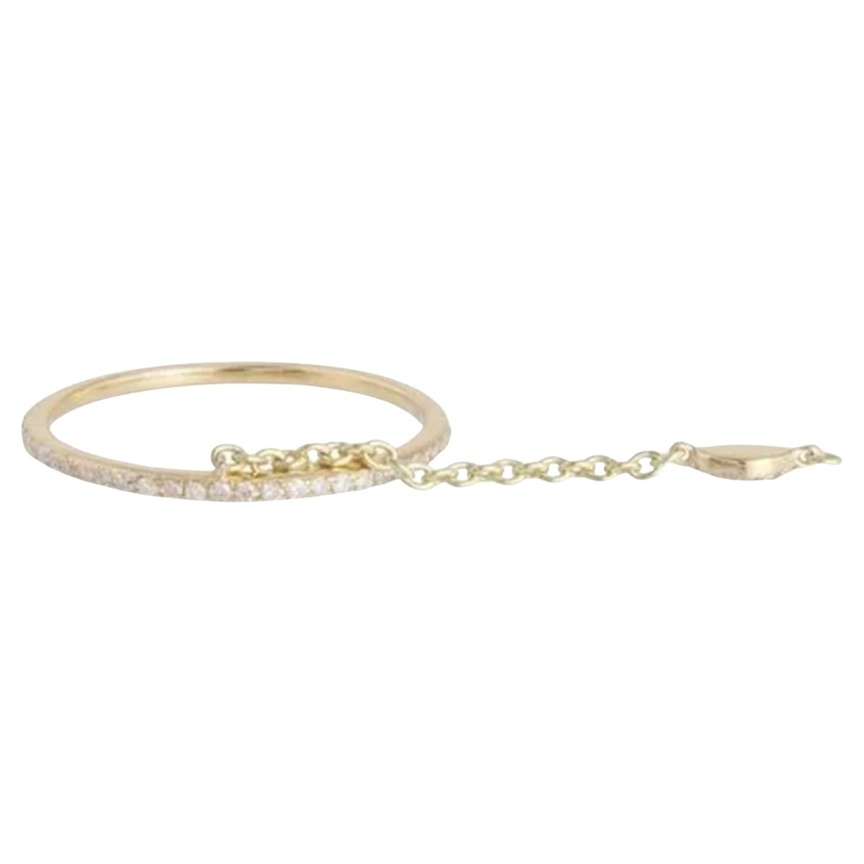 Slim Diamond 14K (or 18k upon request) Yellow Gold Bangle Safety Chain Bracelet