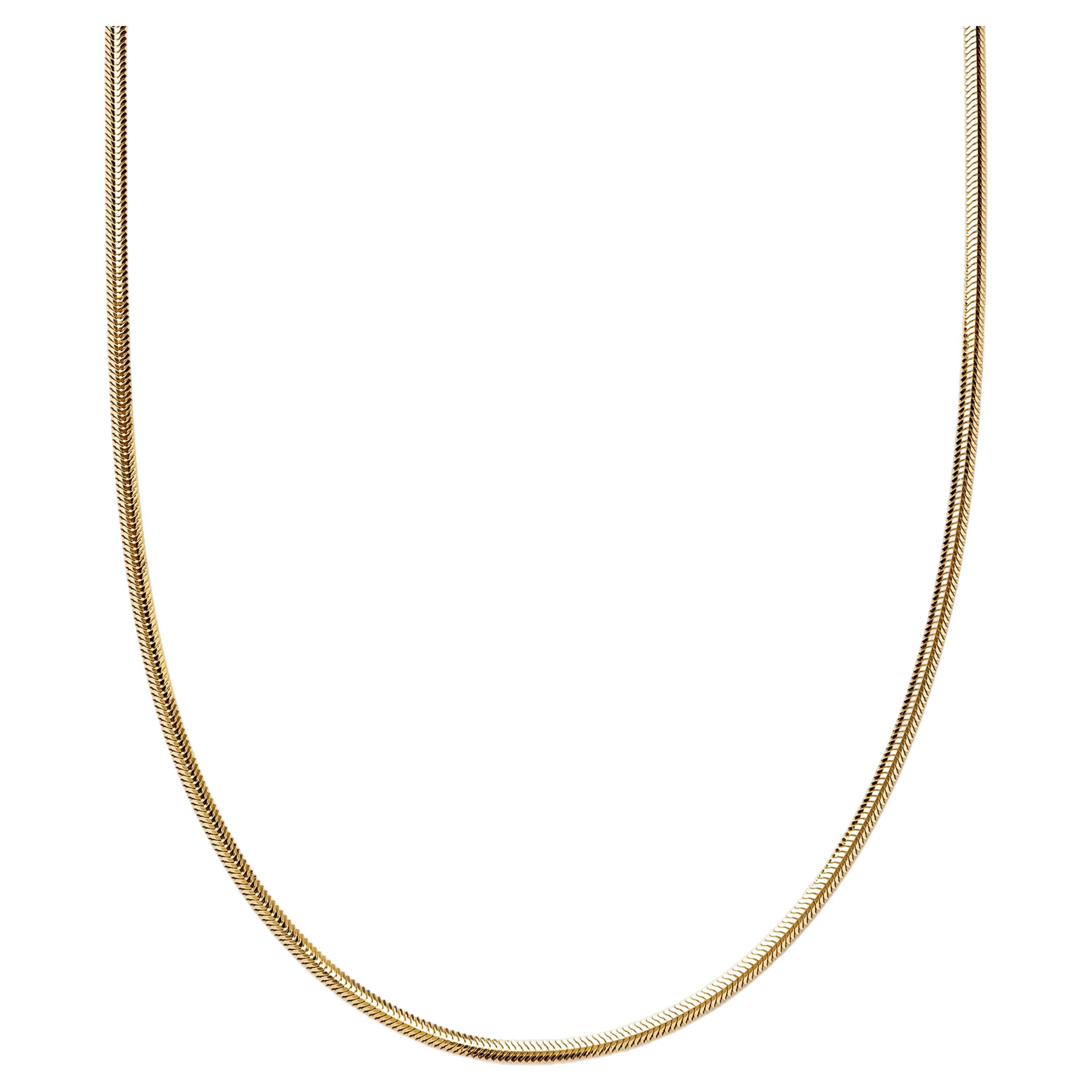 Slim Flat Chain Gold Necklace For Sale