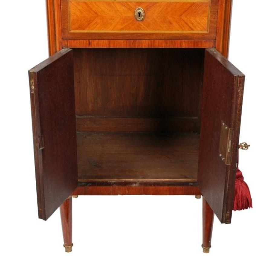 Slim French Kingwood Marble Top Cabinet, 19th Century In Good Condition For Sale In London, GB