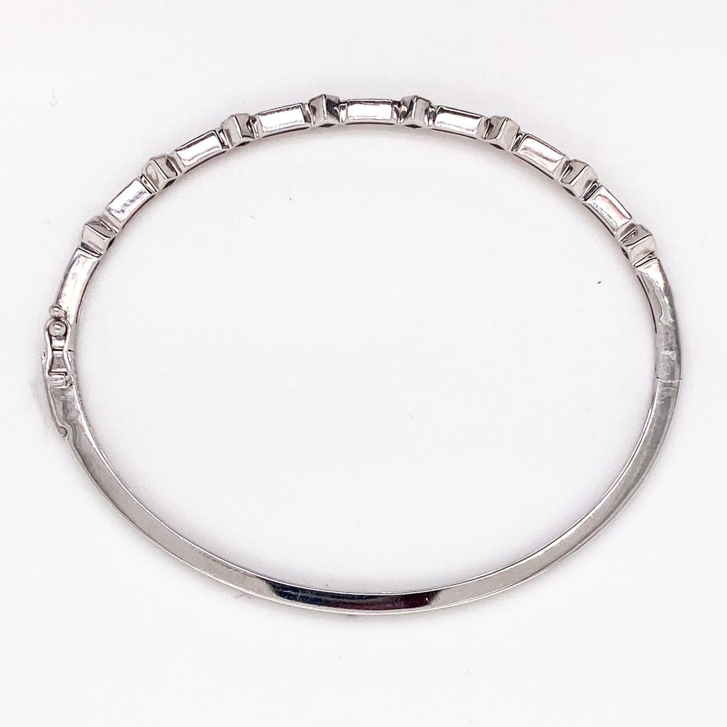 Slim Geometric Victorian-Revival 14K White Gold Diamond Bangle Bracelet BG4309 In New Condition For Sale In Austin, TX