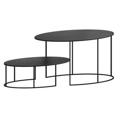 Ensemble de 2 tables ovales en fer forgé de Maurizio Peregalli