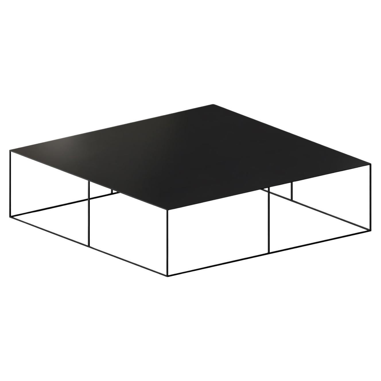 Table basse carrée noire en fer forgé mince de Maurizio Peregalli