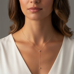 0.30ct Fancy Diamond Slim Lariat 14K Yellow Gold Necklace