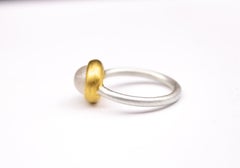 Slim Monika Herré Rainbow Moonstone Ring Sterling Silver Galvanic Gold Plating