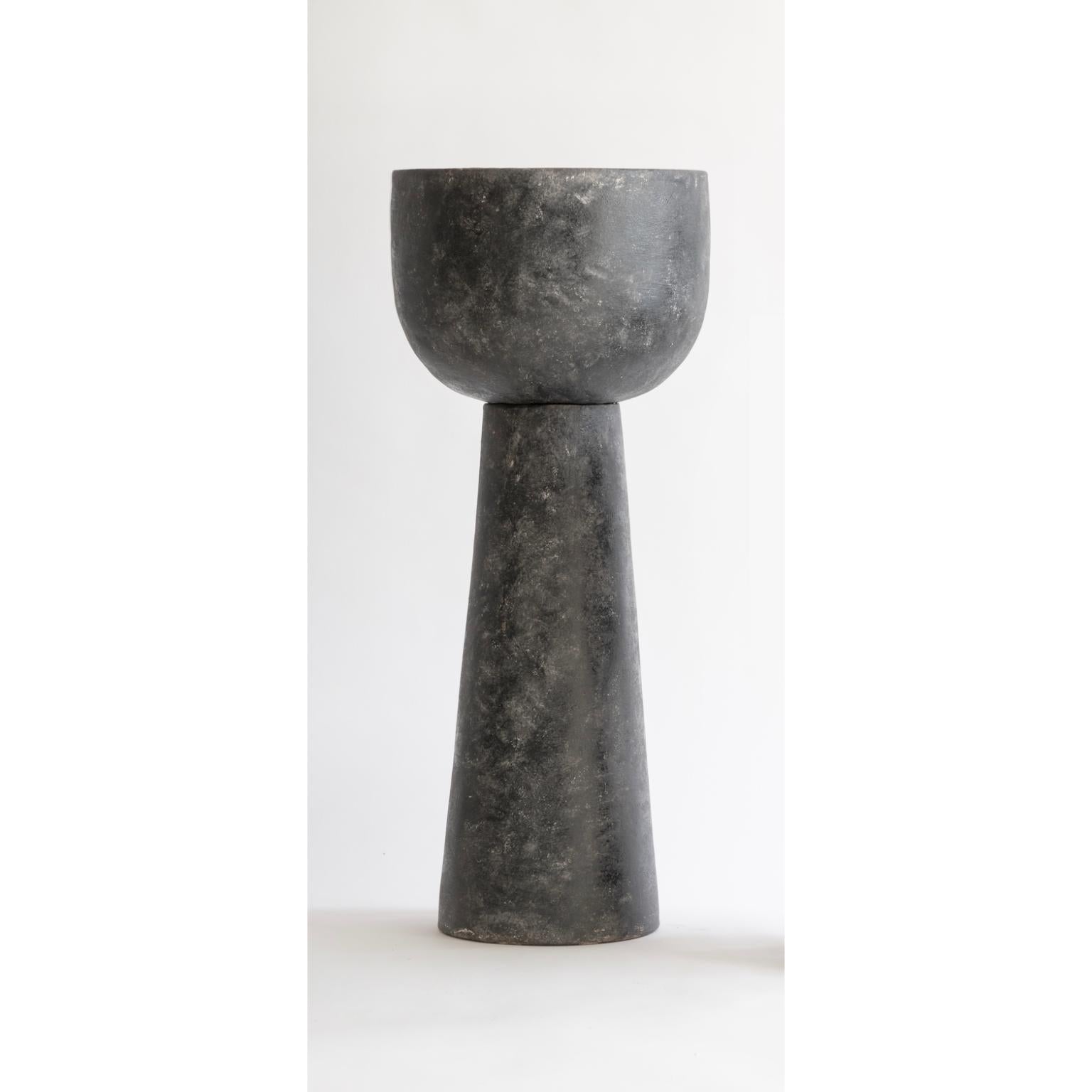 Slim Neroterra 3 Side Table by ZPS Studio
Dimensions: D 33 x H 55 cm
Materials: Terraccotta, Glass.

Handcrafted in a Siena workshop, these terracotta structures feature a unique, freehand “colombino” technique, ensuring individuality. Surface
