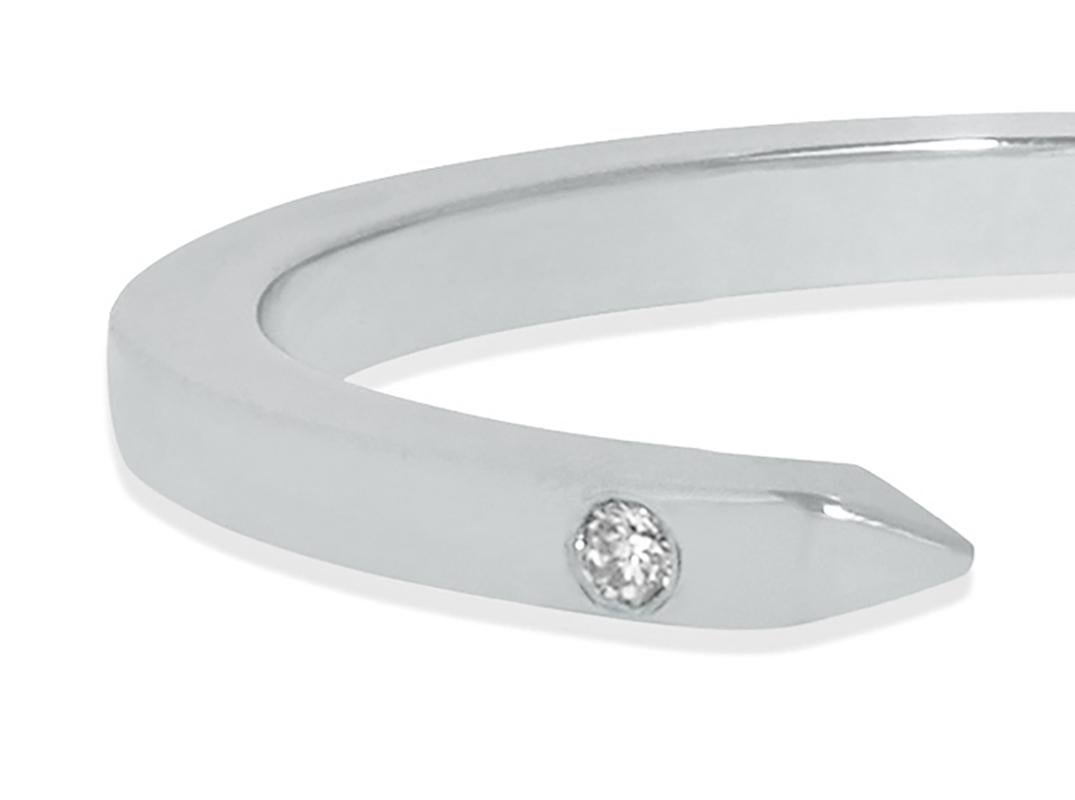 Slim Open Ring in 18 Karat White Gold with White Diamonds by Allison Bryan In New Condition In London, GB