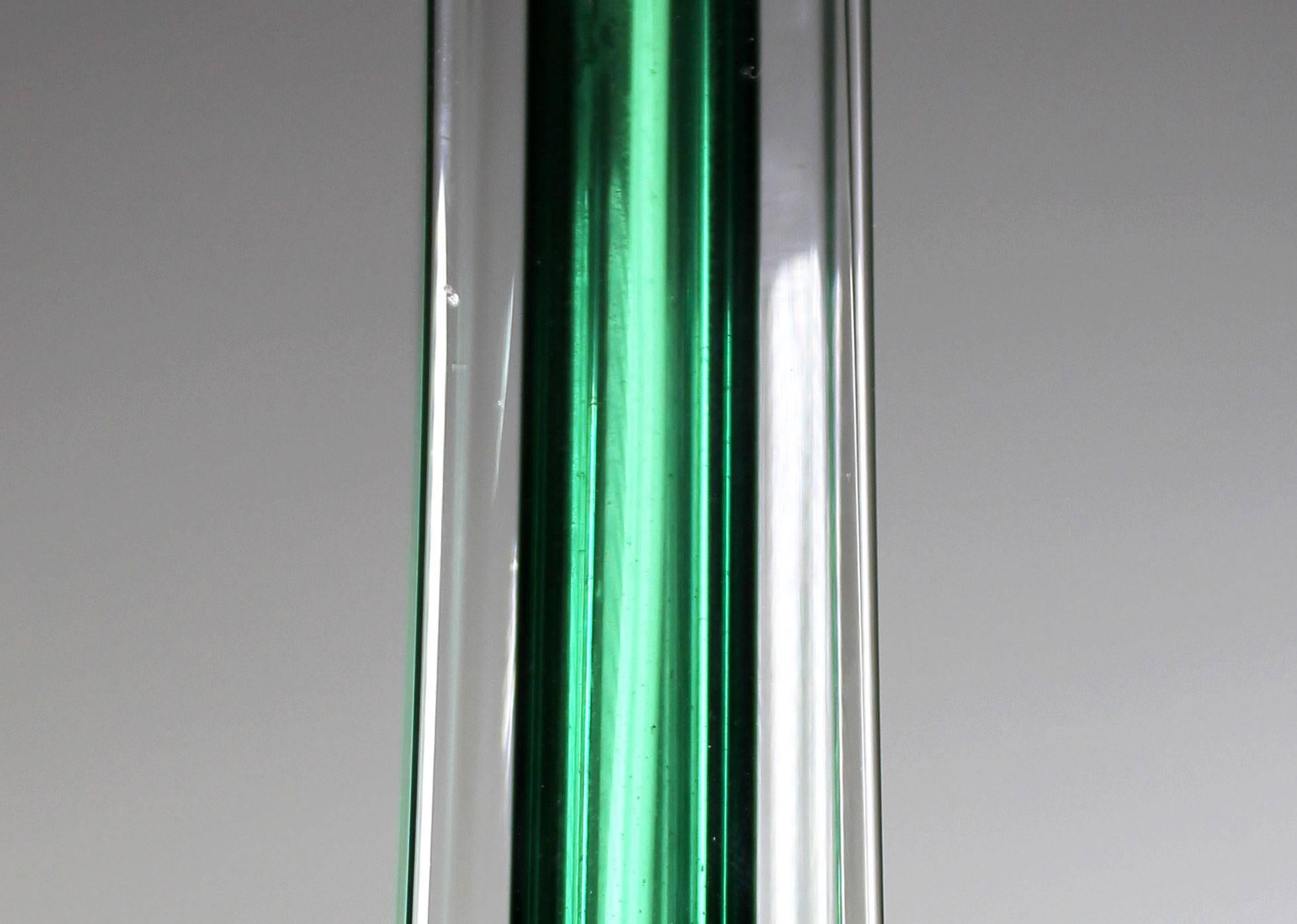 Mid-Century Modern Paul Kedelv pour Flygsfors Lampe en verre d'art vert des années 1950, Suède en vente