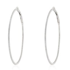 Slim Pave 14K (or 18k upon request) Yellow Gold Oval Hoop Earrings