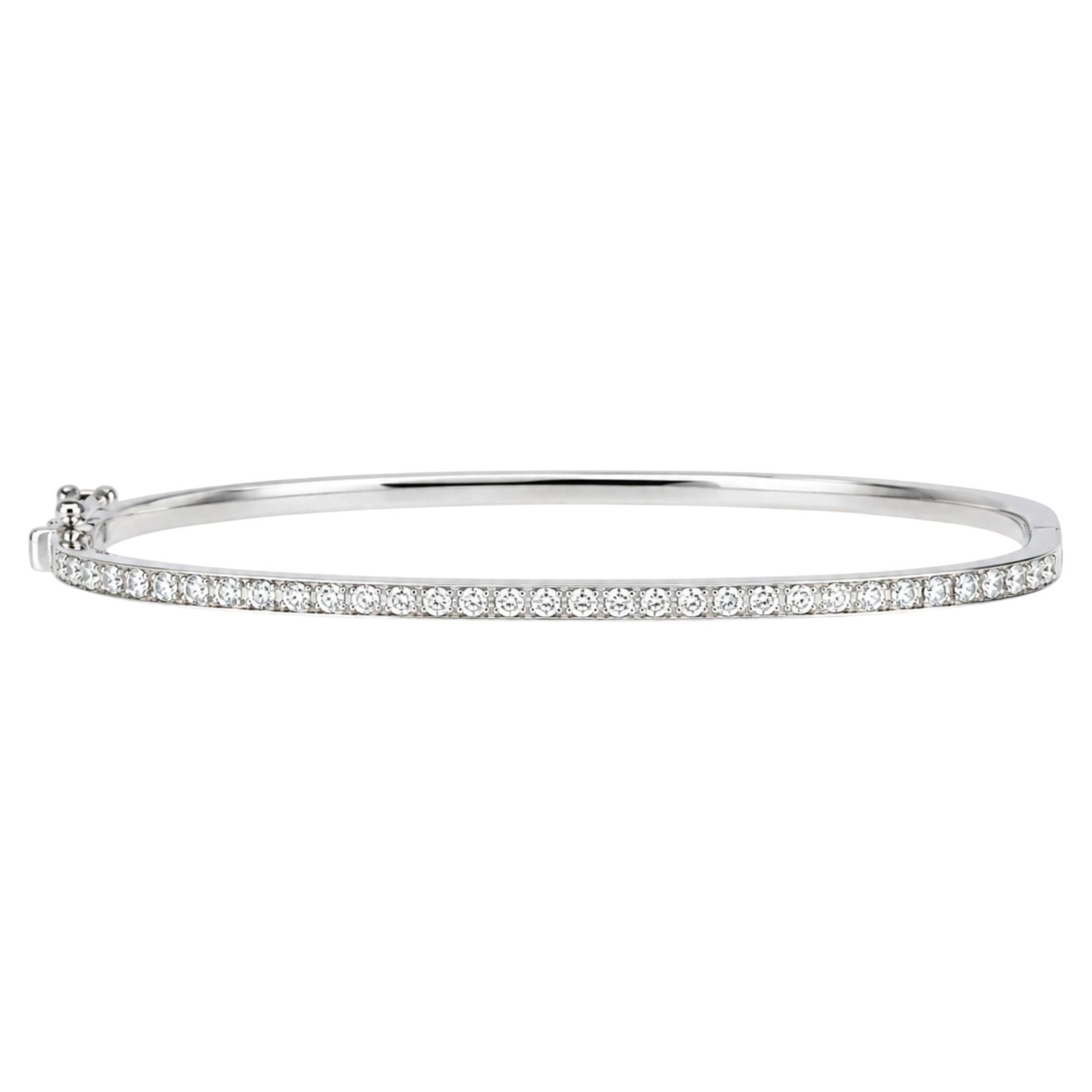 Slim Pavé Eternity Natural Diamond Bangle in 14k Solid Gold (Certified)