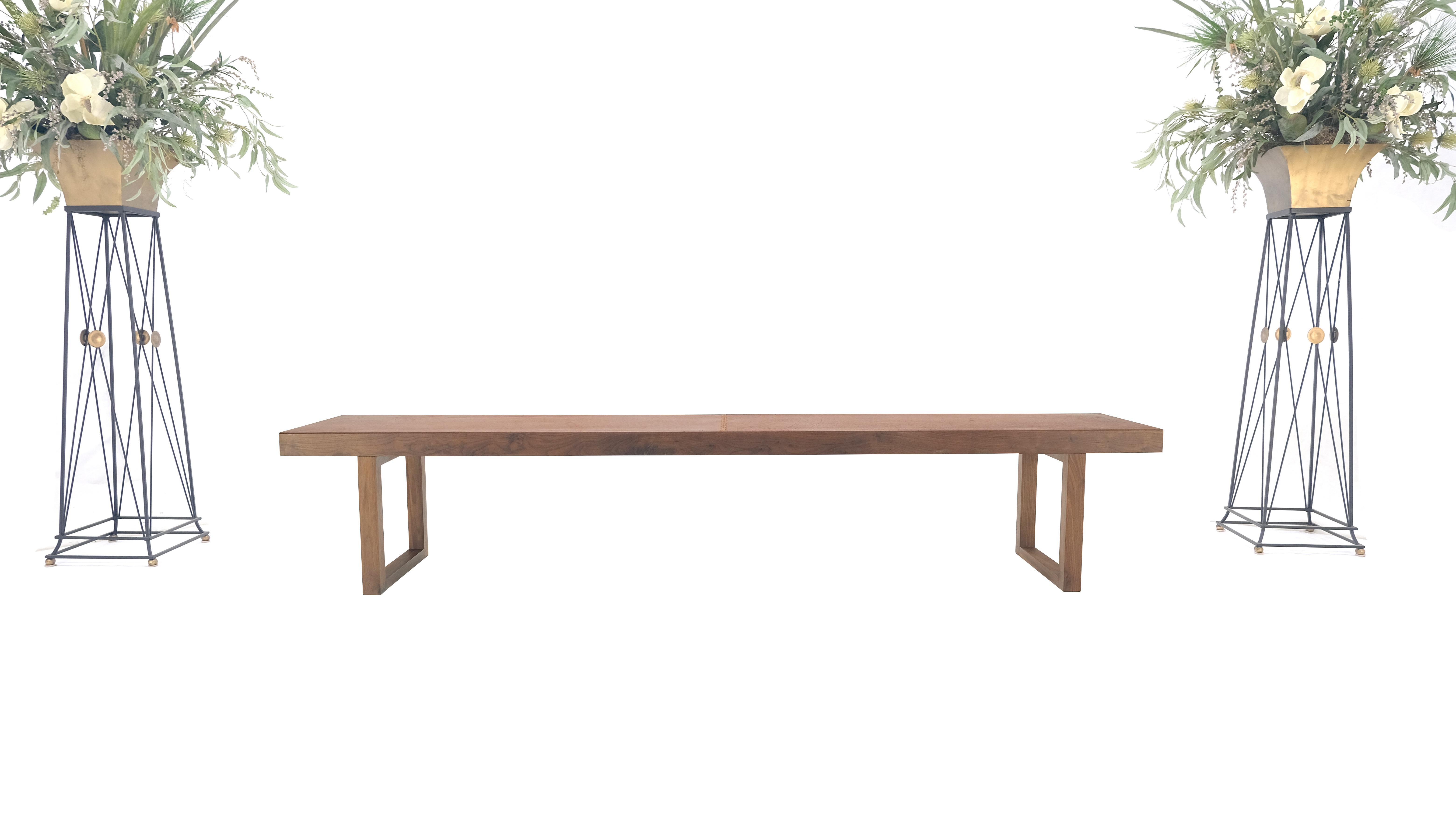 Slim Profile Solid Walnut Frame Integrated leather Cushion 7.5' Long Bench 2