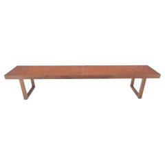 Slim Profile Solid Walnut Frame Integrated leather Cushion 7.5' Long Bench