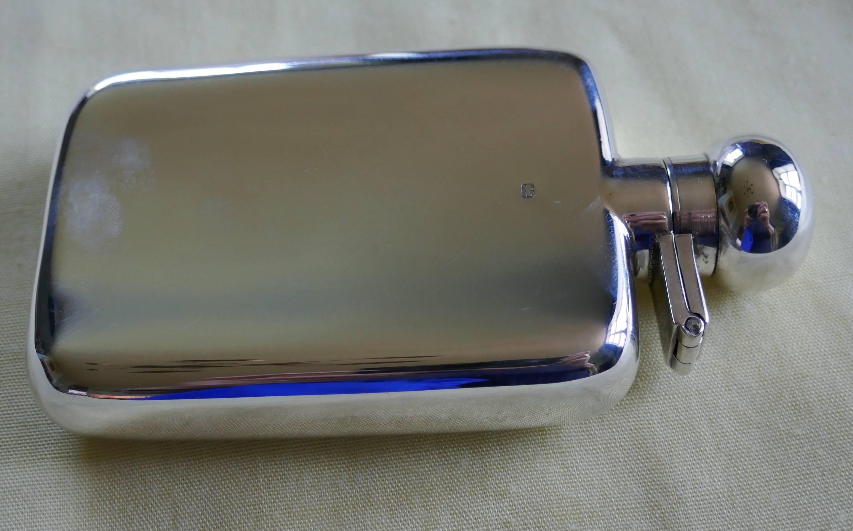 20th Century Slim Silver Hallmarked Hip Flask, Robert Pringle & Sons