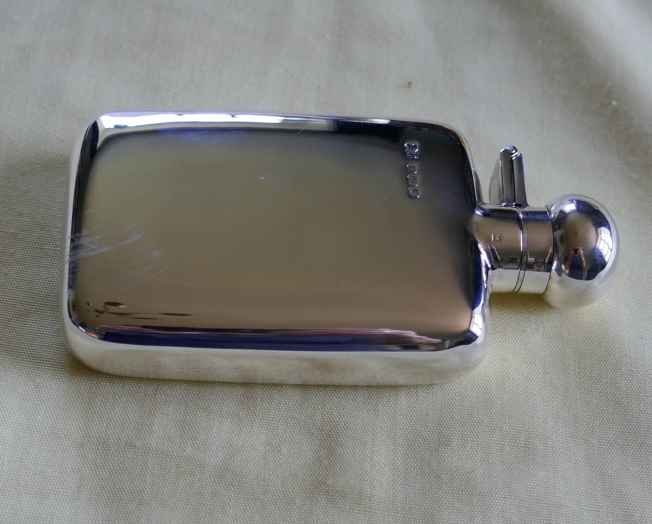 Slim Silver Hallmarked Hip Flask, Robert Pringle & Sons 3