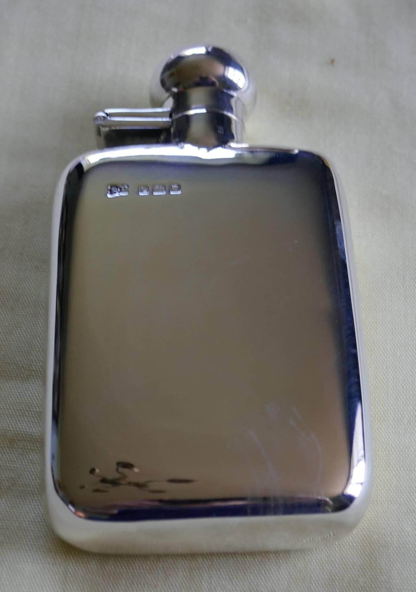 Slim Silver Hallmarked Hip Flask, Robert Pringle & Sons 4