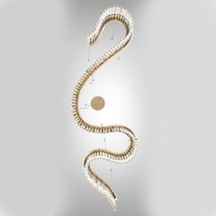 Lampadario "Slim Snake" in vetro e oro