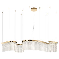 Lampadario "Slim Snake" in vetro e oro