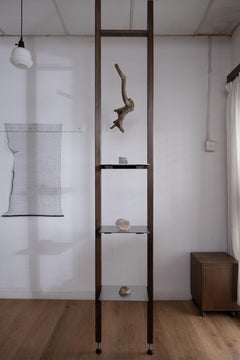 Slim Steel Shelving, Lattice, Stained Birch Wood by Mun Hau Production