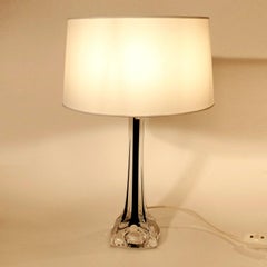 Slim Swedish Red Art Glass Lamp by Paul Kedelv for Flygsfors, 1950s