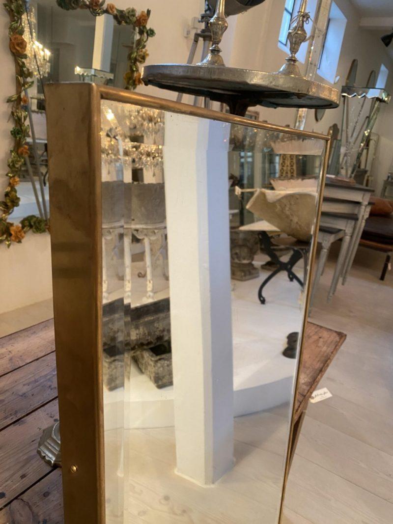 Slim Tall Rectangular Brass Mirror-Italy 1950s In Good Condition For Sale In Copenhagen K, DK