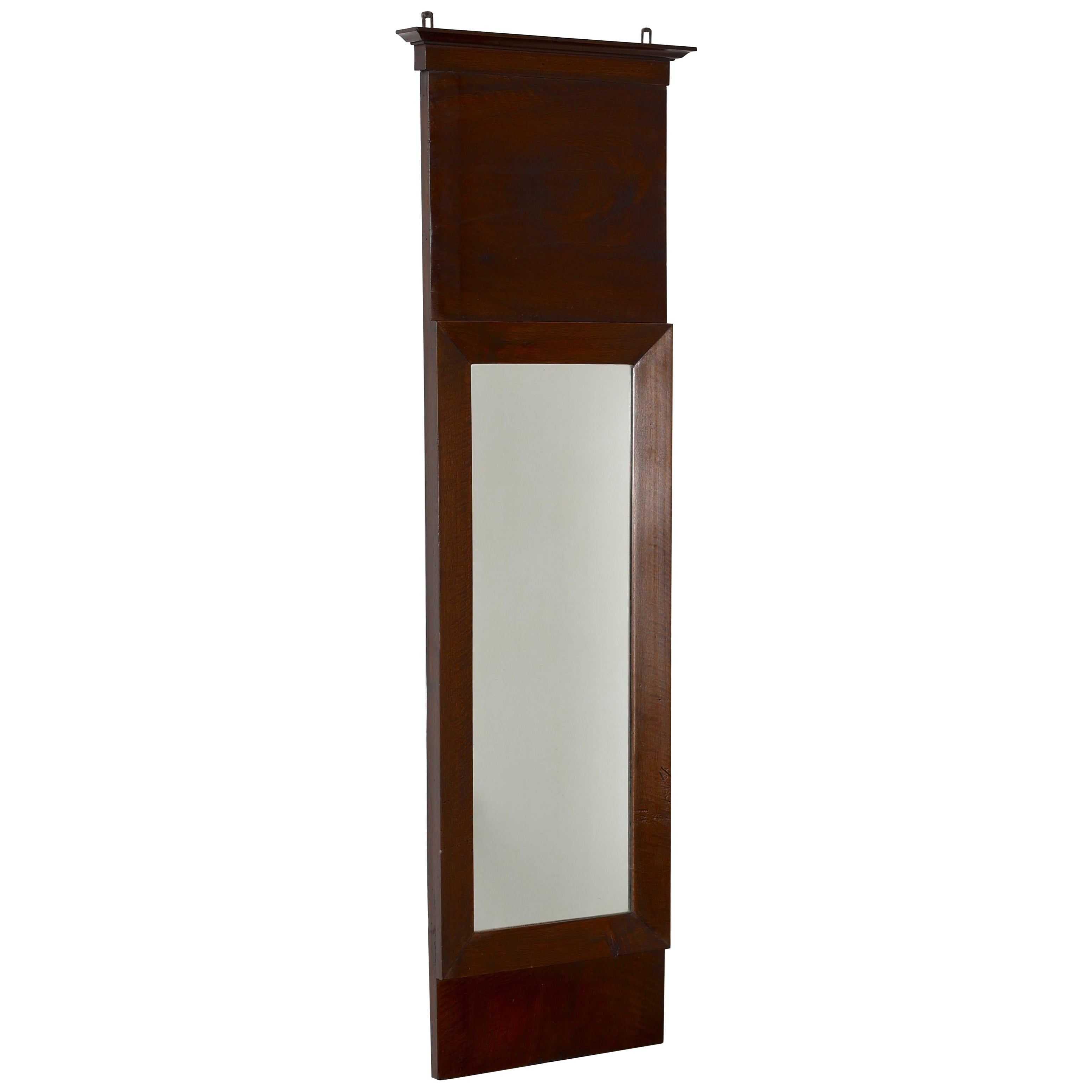 Slim walnut French Empire Mirror For Sale