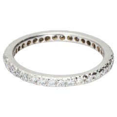 Slim White Gold Eternity Band Ring with Round White Diamonds