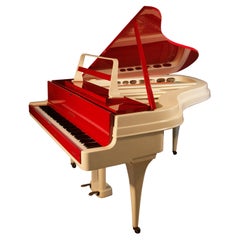 Slimline, 1950's, Rippen Grand Piano in Cherry Polyester with an Aluminium Case