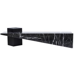 Slimstone Bench in Black Marble, Minimalist Brazilian Design 