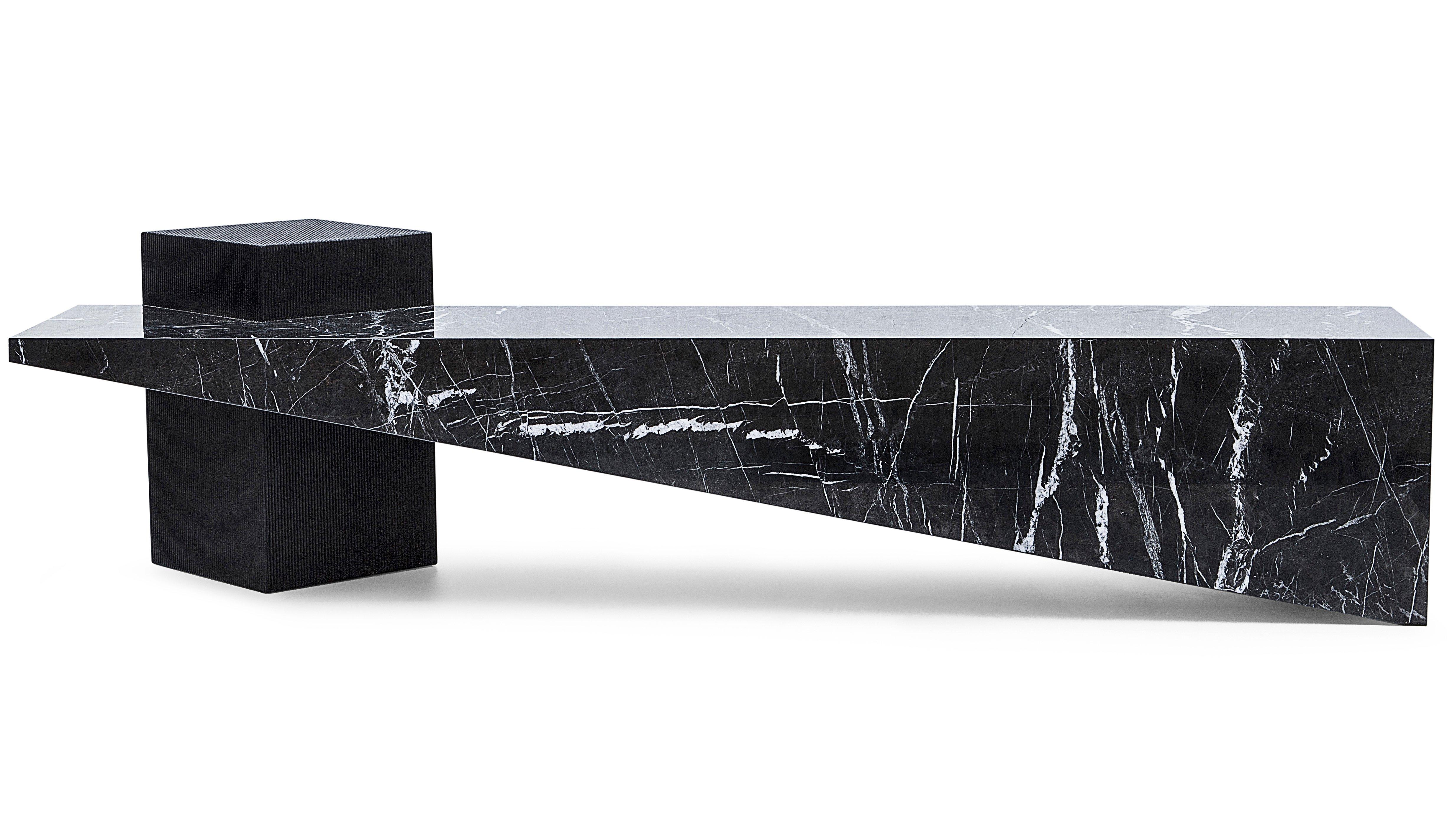 Slimstone Bench in Marble, Minimalist Brazilian Design In New Condition For Sale In Sao Paulo, SP