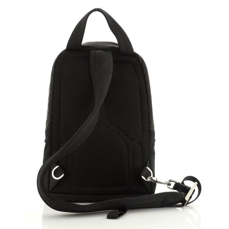 Black Sling Backpack Tessuto Small