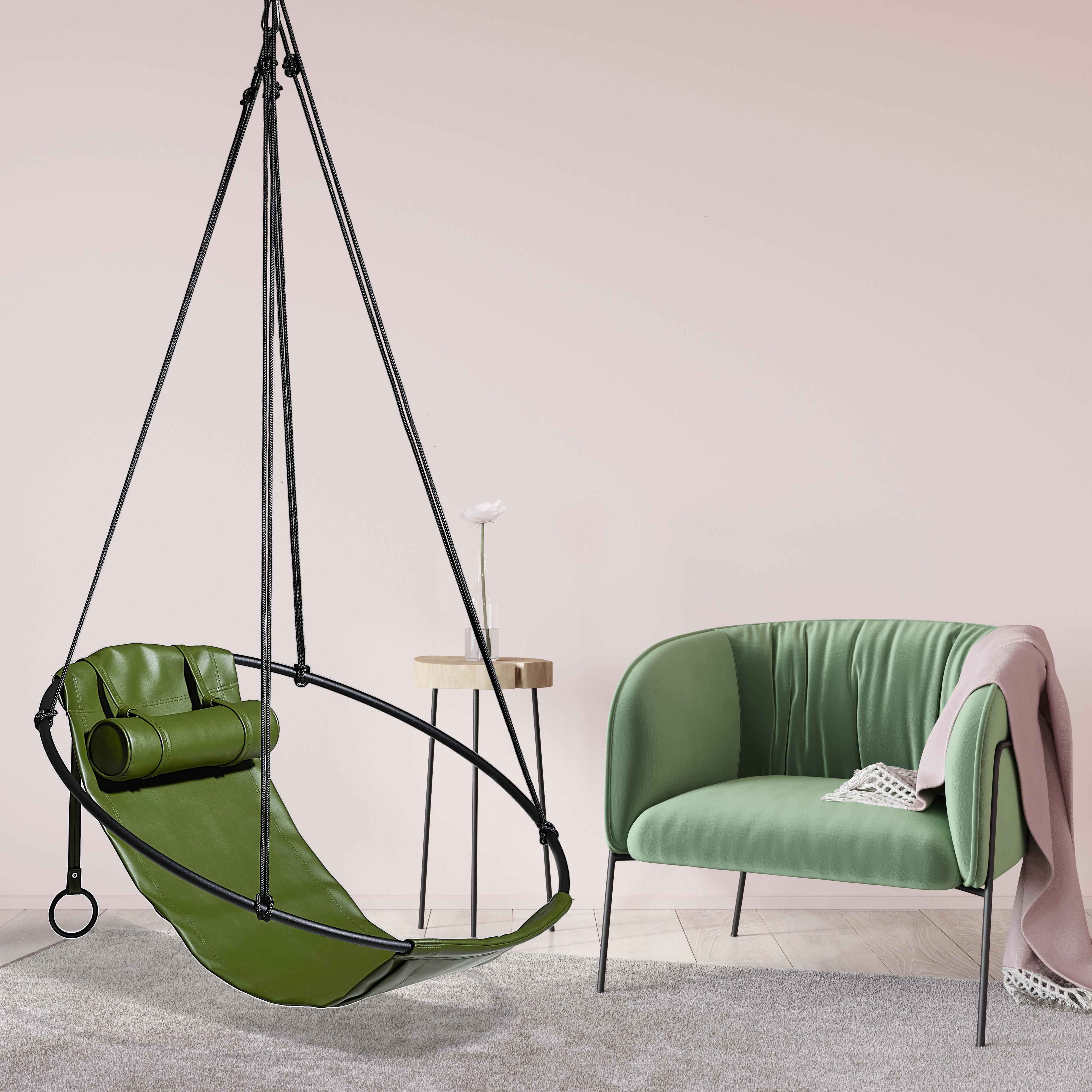 Cuir Siège suspendu en cuir végétal Cactus, vert en vente