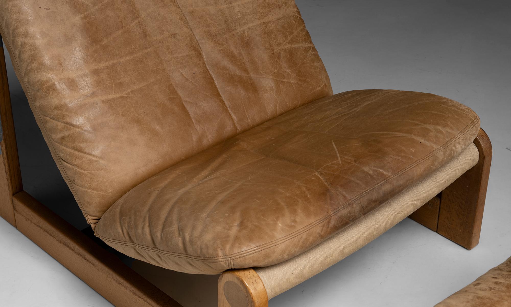 Silla Sling y Otomana, Francia circa 1970 en Bueno estado para la venta en Culver City, CA