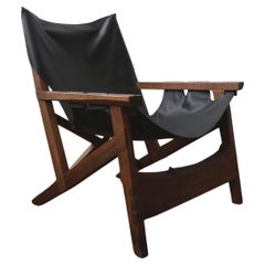 Sling Chair by Fuugs in Blackened Oak and Cactus Leather
