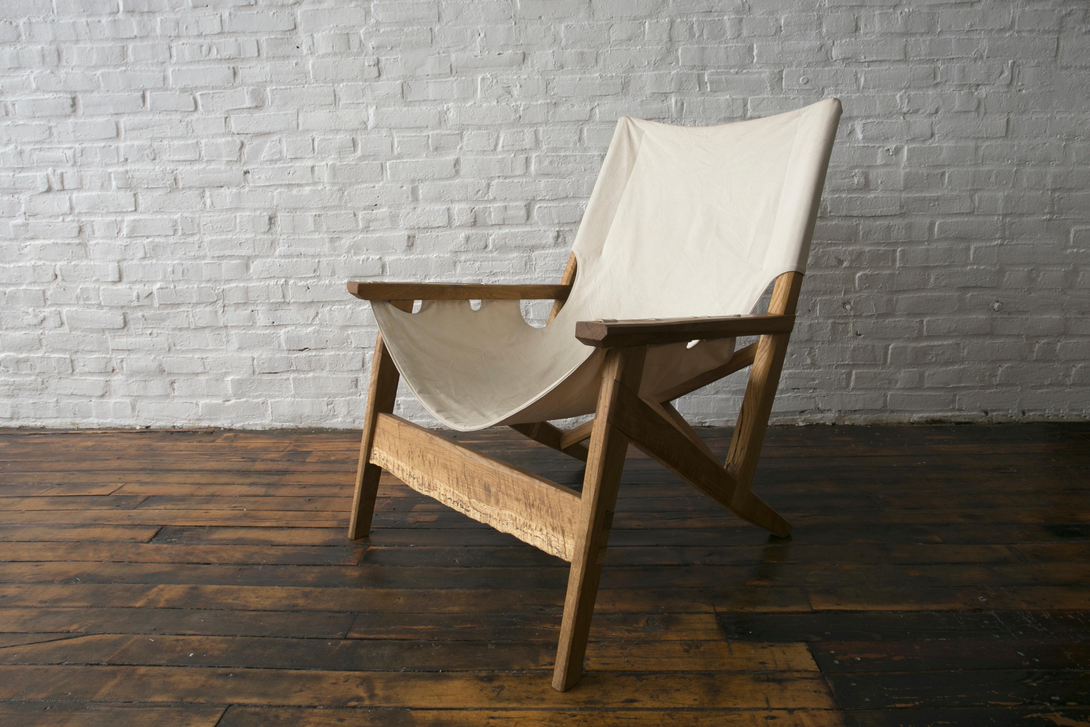 Our original sling chair design is made with the goal to have a sustainable chair that blends comfort and beauty. The frame is inspired by danish design and hand crafted in a way that allows it to be taken apart, and put back together when needed.
