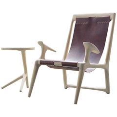 Fauteuil en frêne blanc et cuir Brown - Fernweh Woodworking