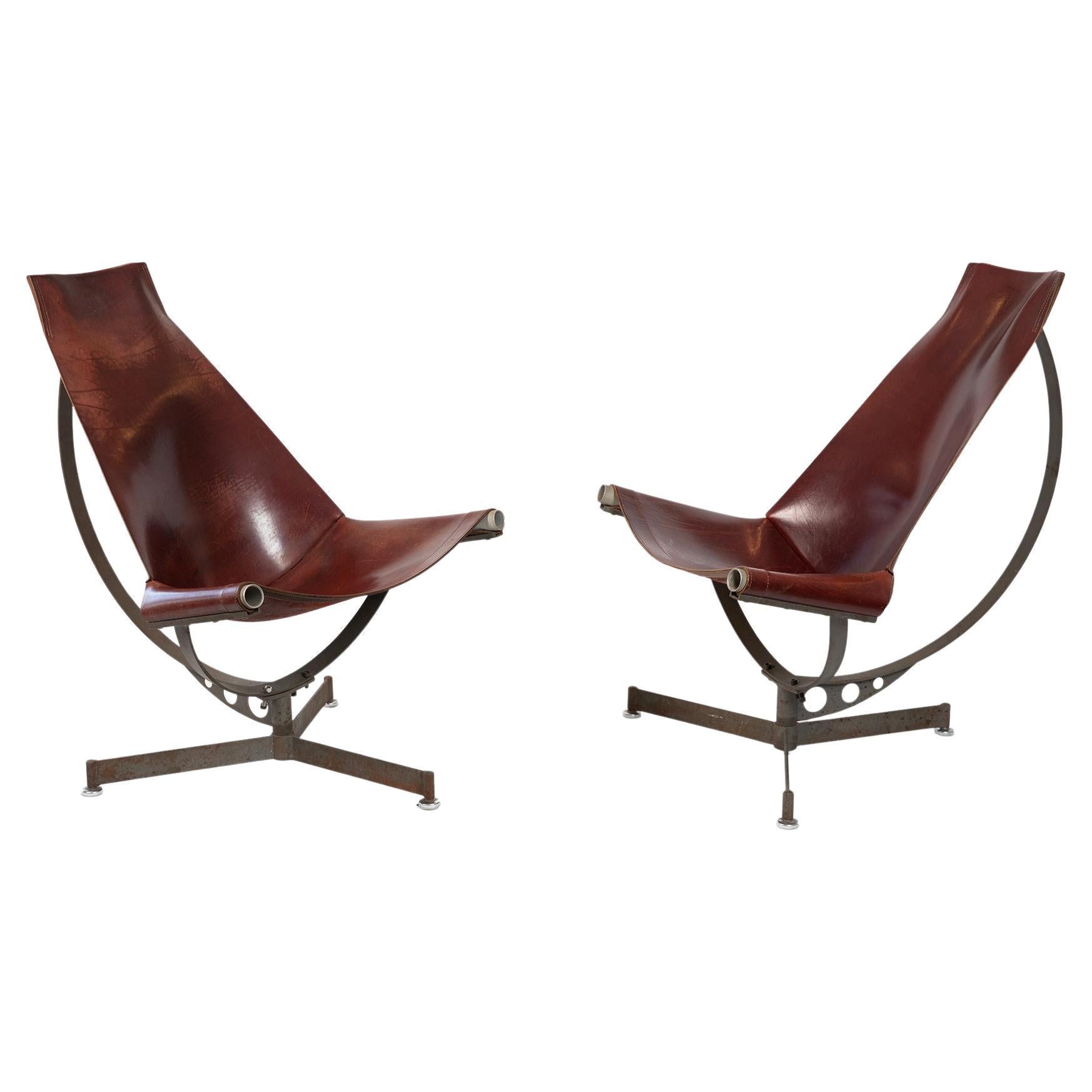 Sling Chairs by Max Gottschalk in Saddle Leather & Iron