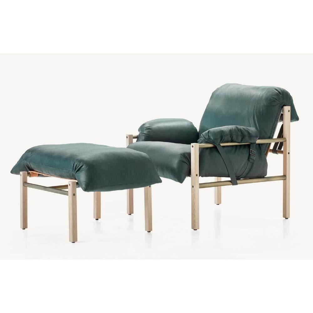 Other Sling Club Chair & Ottoman in Oak For Sale